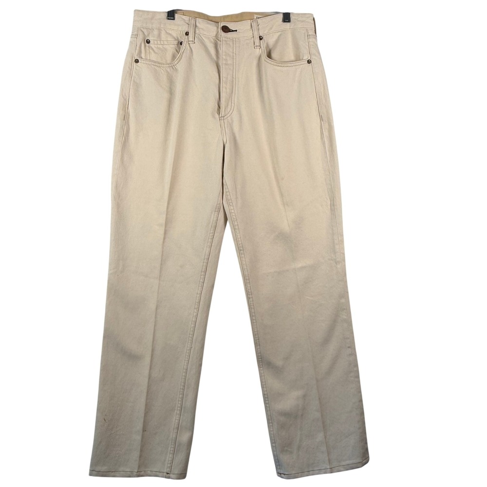 Rag & Bone 32 Alex High Rise Straight Jeans Ecru Organic Cotton Button Fly